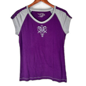 JCP Made for Life Knit Top MT Medium Tall Purple Gray Mandala Cotton